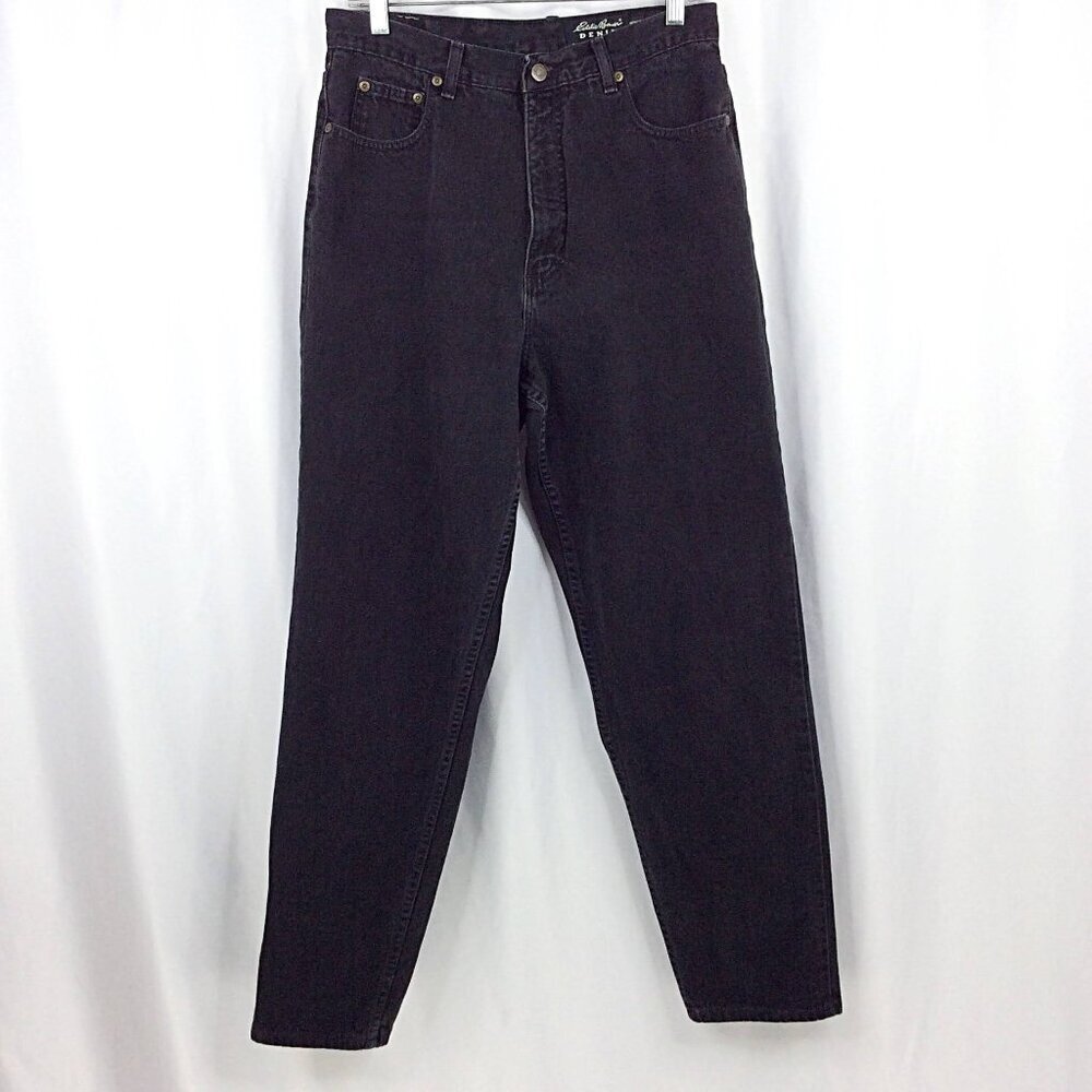 Vintage Womens Eddie Bauer Jeans Loose Tapered Leg‎ Size 14 30x30 Made USA Black
